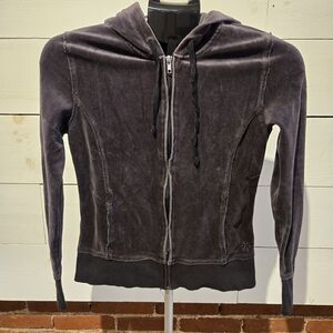 So Wear It Women’s Zip-Up Hoodie – Medium – Charcoal Gray – Velour Look – Casual
